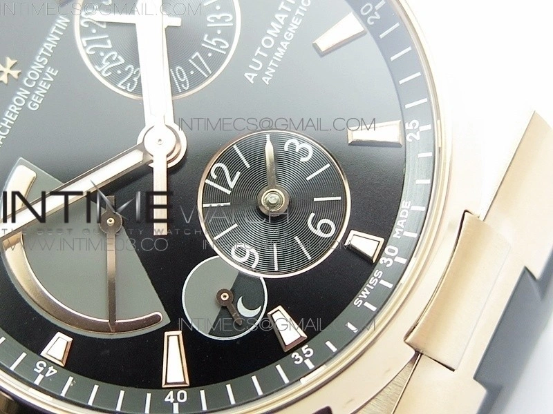 Overseas Dual Time Power Reserve RG TWA Best Edition Black Dial on Black Rubber Strap A1222