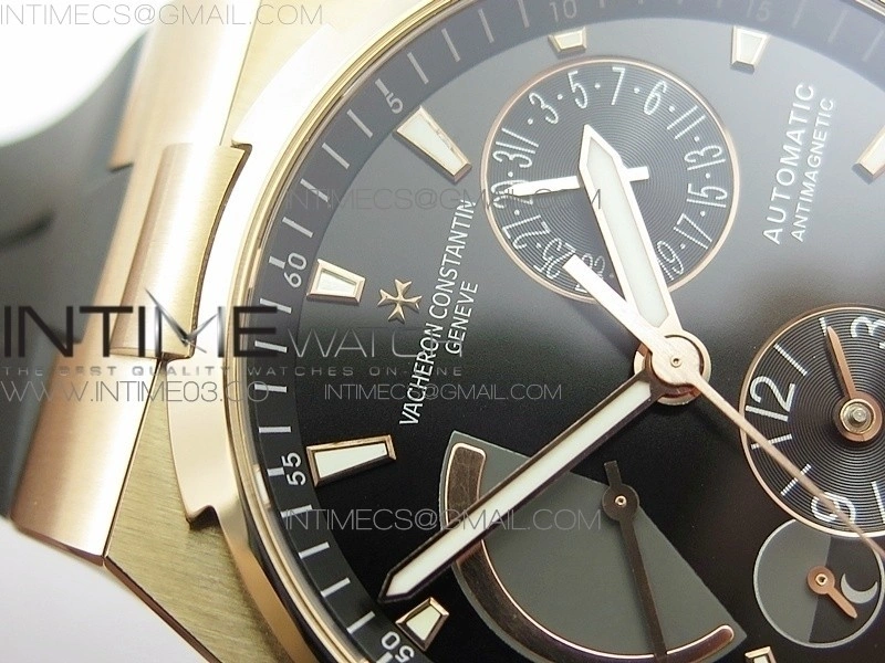 Overseas Dual Time Power Reserve RG TWA Best Edition Black Dial on Black Rubber Strap A1222