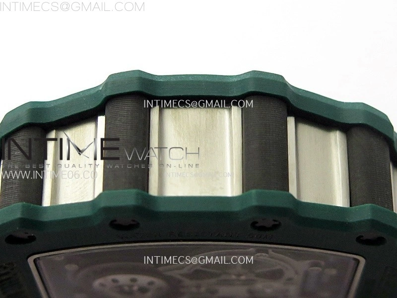 RM021-02 Real Tourbillon Black Carbon RMF Best Edition Skeleton Dial on Orange Rubber Strap