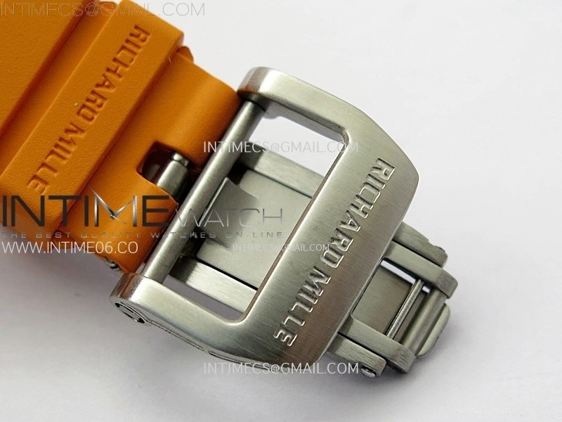 RM021-02 Real Tourbillon Black Carbon RMF Best Edition Skeleton Dial on Orange Rubber Strap