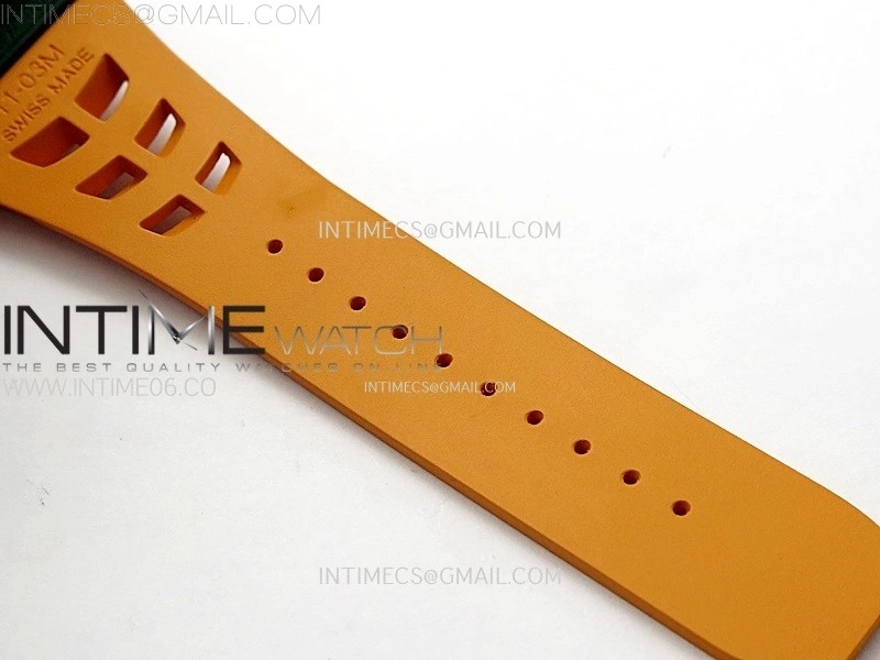RM021-02 Real Tourbillon Black Carbon RMF Best Edition Skeleton Dial on Orange Rubber Strap