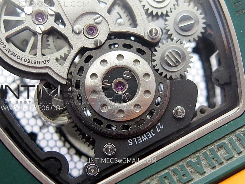 RM021-02 Real Tourbillon Black Carbon RMF Best Edition Skeleton Dial on Orange Rubber Strap