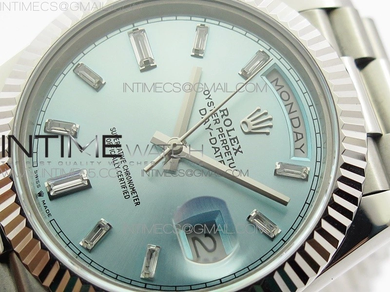 Day-Date 40mm 228239 BP New Dial Version 904 SS Ice Blue T Crystal Markers Dial on SS President Bracelet A2836