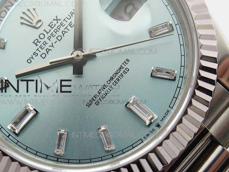 Day-Date 40mm 228239 BP New Dial Version 904 SS Ice Blue T Crystal Markers Dial on SS President Bracelet A2836