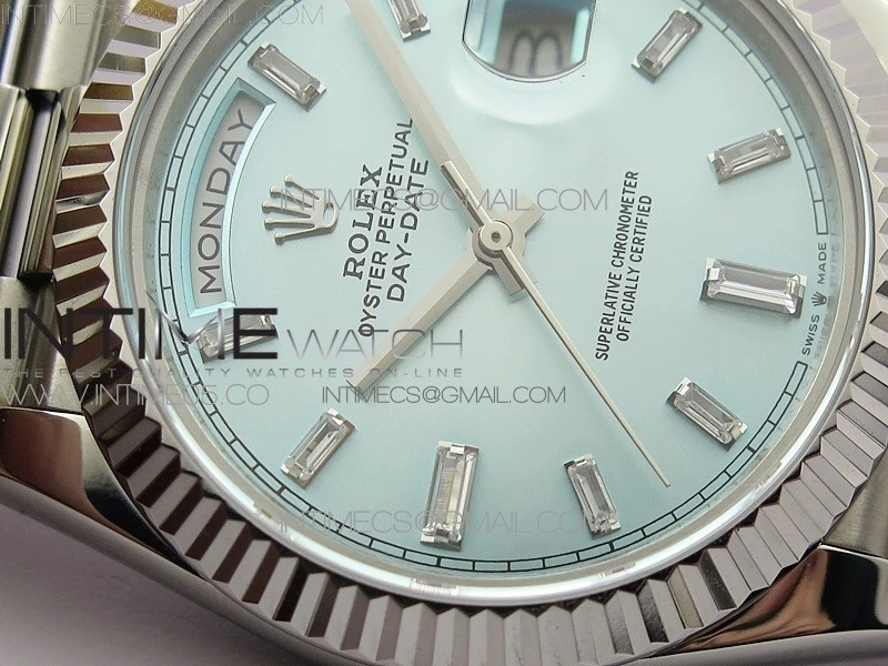 Day-Date 40mm 228239 BP New Dial Version 904 SS Ice Blue T Crystal Markers Dial on SS President Bracelet A2836