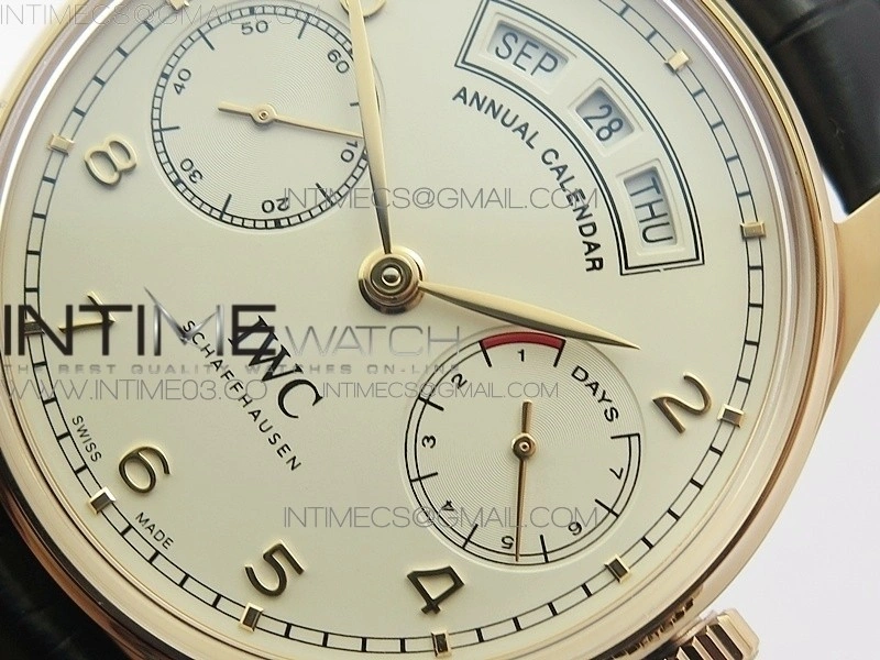 Portuguese Real PR Real Annual Calendar IW503501 RG AZF 1:1 Best Edition White Dial on Brown Leather Strap A52850