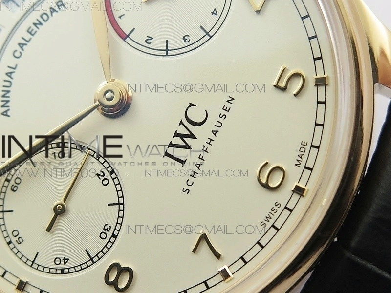Portuguese Real PR Real Annual Calendar IW503501 RG AZF 1:1 Best Edition White Dial on Brown Leather Strap A52850