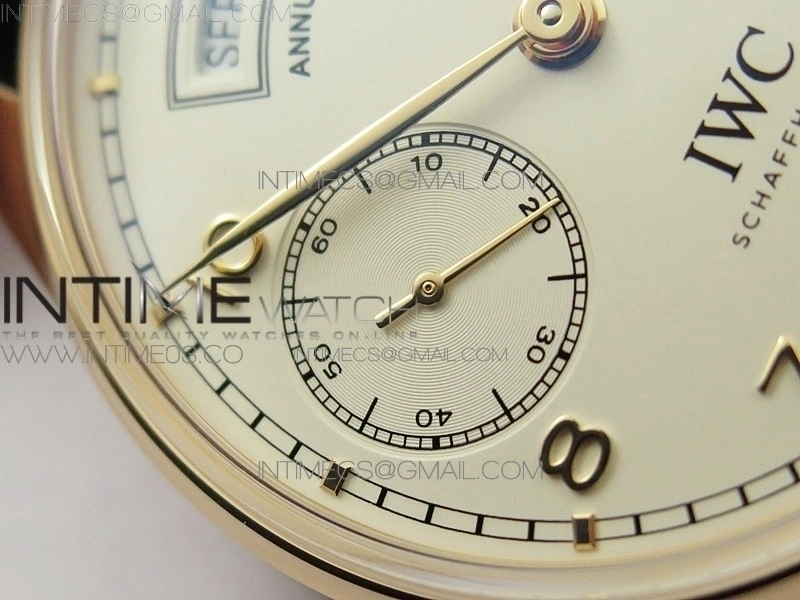 Portuguese Real PR Real Annual Calendar IW503501 RG AZF 1:1 Best Edition White Dial on Brown Leather Strap A52850