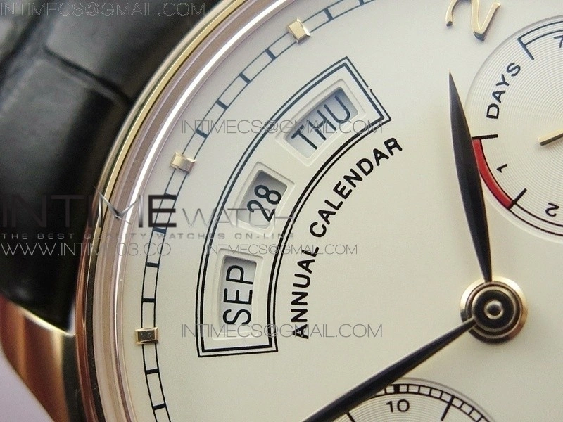Portuguese Real PR Real Annual Calendar IW503501 RG AZF 1:1 Best Edition White Dial on Brown Leather Strap A52850
