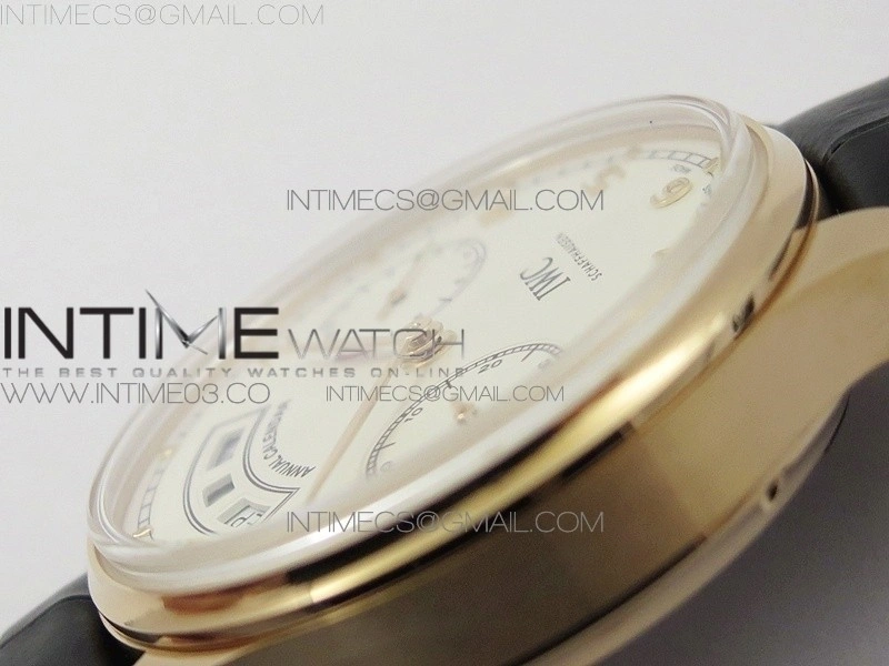 Portuguese Real PR Real Annual Calendar IW503501 RG AZF 1:1 Best Edition White Dial on Brown Leather Strap A52850