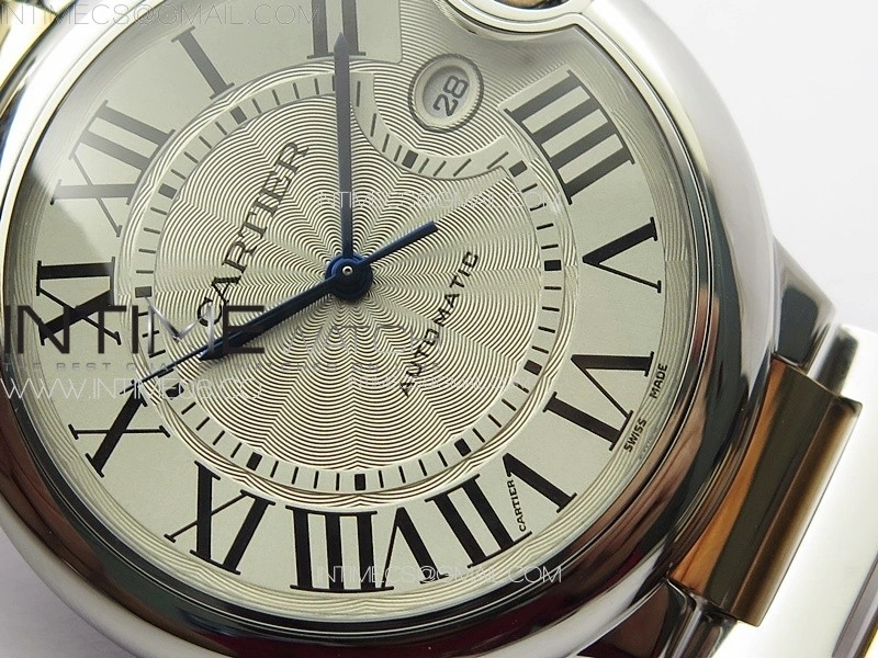 Ballon Bleu 42mm SS RG 3KF 1:1 Best Edition White Texture Dial on SS Bracelet A2824