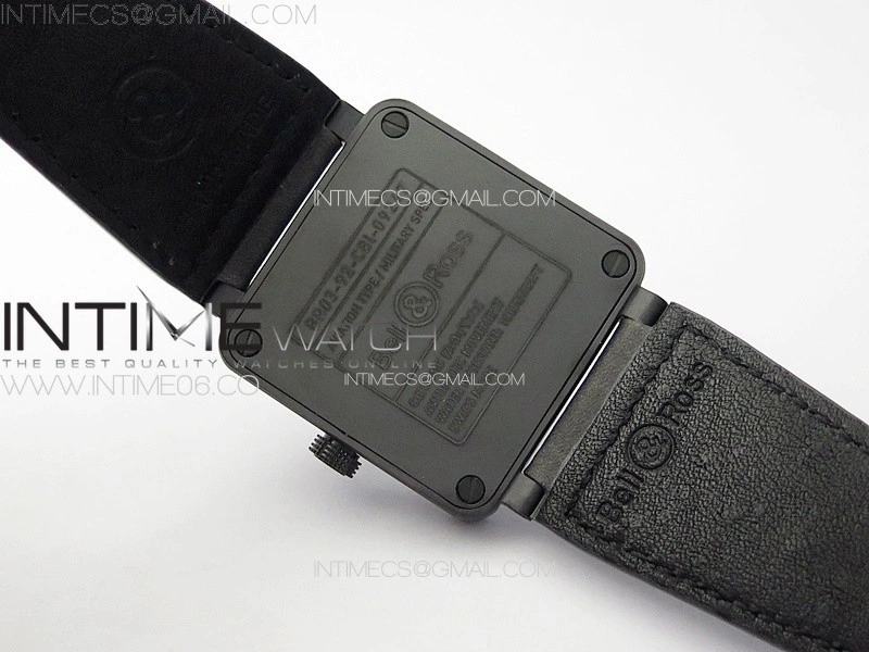 BR 03-92 Real Ceramic 1:1 Best Edition Black Dial Green Markers on Black Leather Strap MIYOTA 9015