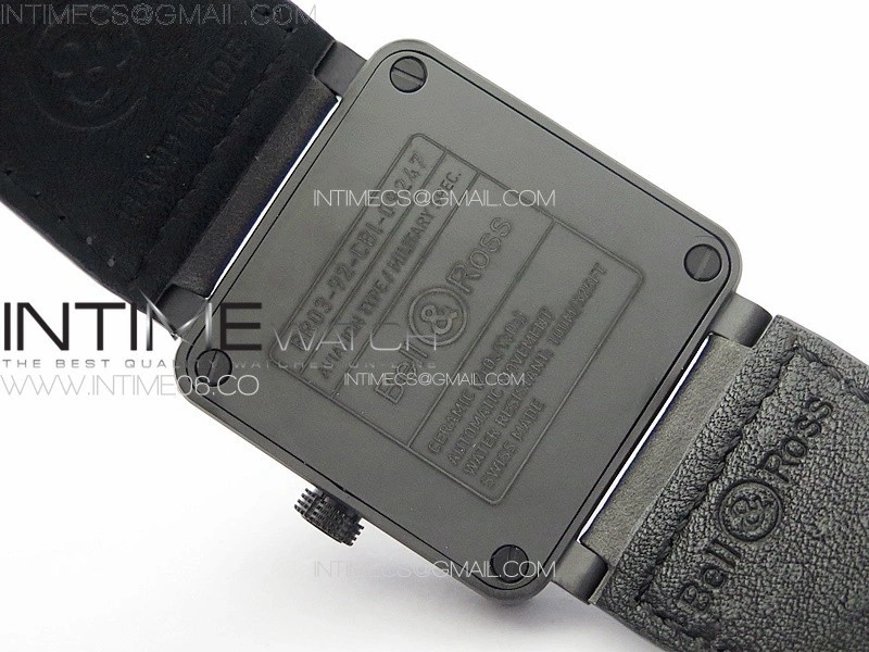 BR 03-92 Real Ceramic 1:1 Best Edition Black Dial Green Markers on Black Leather Strap MIYOTA 9015