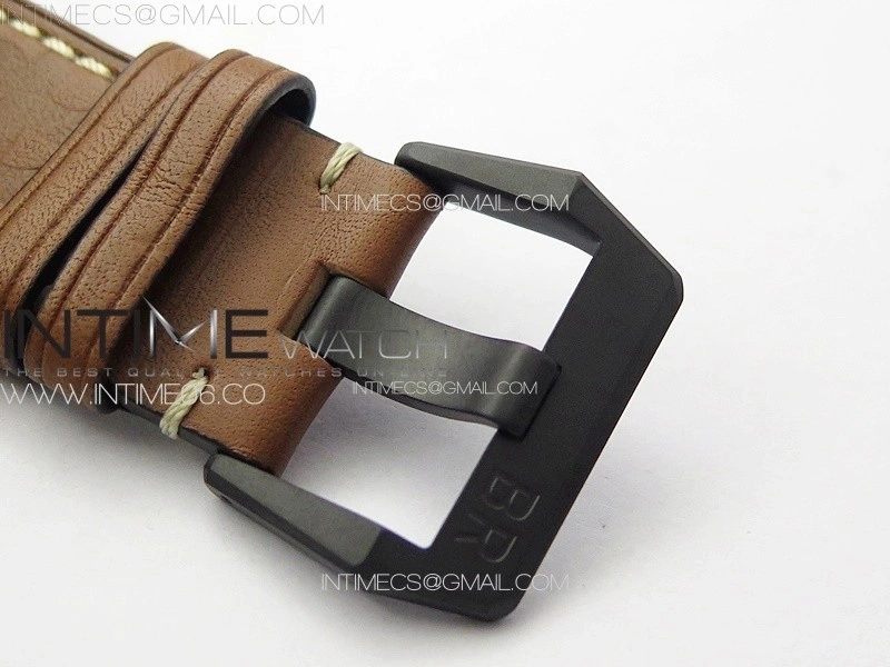 BR 03-92 Real Ceramic 1:1 Best Edition Black Dial Green Markers on Brown Leather Strap MIYOTA 9015