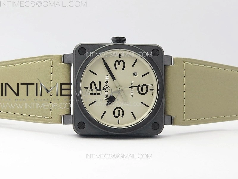 BR 03-92 Real Ceramic 1:1 Best Edition White Dial Black Markers on Brown Leather Strap MIYOTA 9015