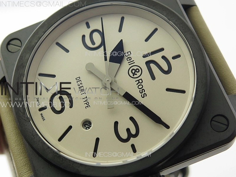 BR 03-92 Real Ceramic 1:1 Best Edition White Dial Black Markers on Brown Leather Strap MIYOTA 9015