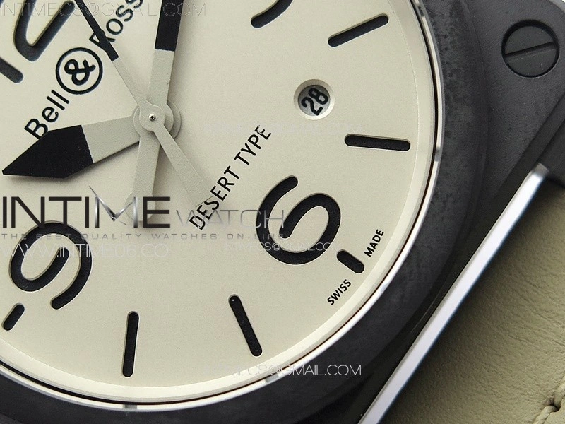 BR 03-92 Real Ceramic 1:1 Best Edition White Dial Black Markers on Brown Leather Strap MIYOTA 9015