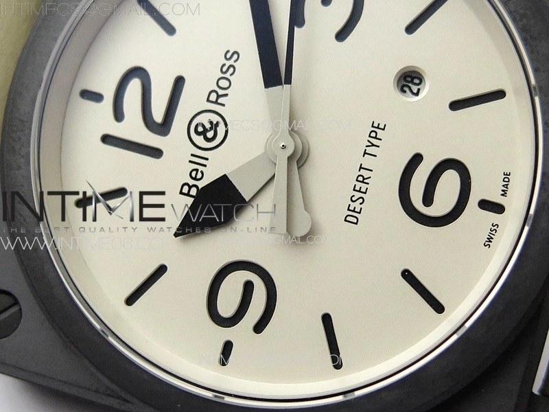 BR 03-92 Real Ceramic 1:1 Best Edition White Dial Black Markers on Brown Leather Strap MIYOTA 9015