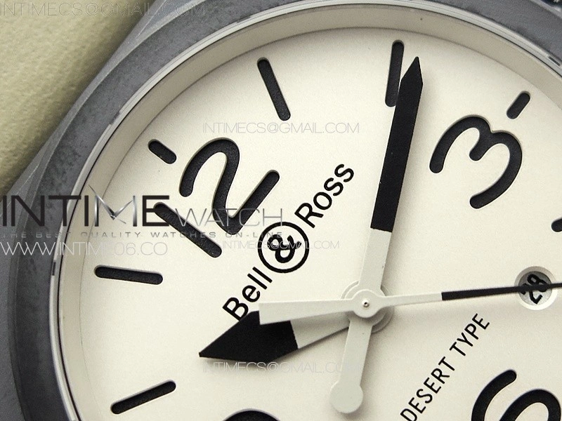 BR 03-92 Real Ceramic 1:1 Best Edition White Dial Black Markers on Brown Leather Strap MIYOTA 9015