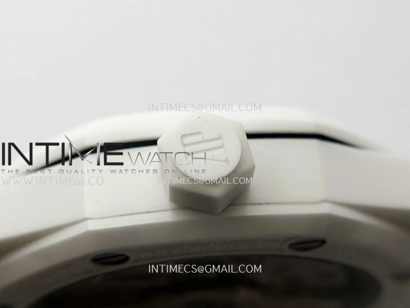 Royal Oak 15500 White Ceramic APSF 1:1 Best Edition Blue Dial On White Ceramic Bracelet SA4302 Super Clone