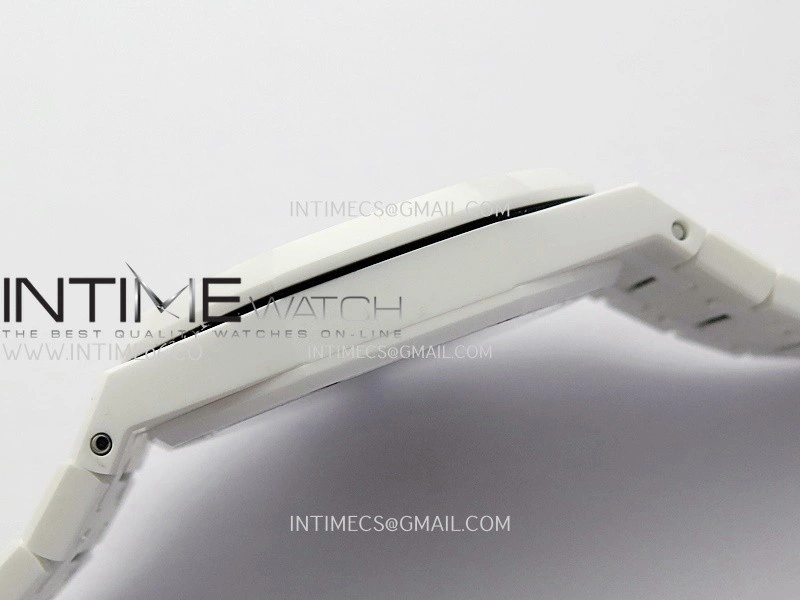 Royal Oak 15500 White Ceramic APSF 1:1 Best Edition Blue Dial On White Ceramic Bracelet SA4302 Super Clone