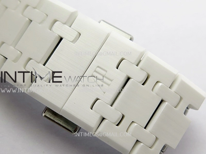 Royal Oak 15500 White Ceramic APSF 1:1 Best Edition Blue Dial On White Ceramic Bracelet SA4302 Super Clone