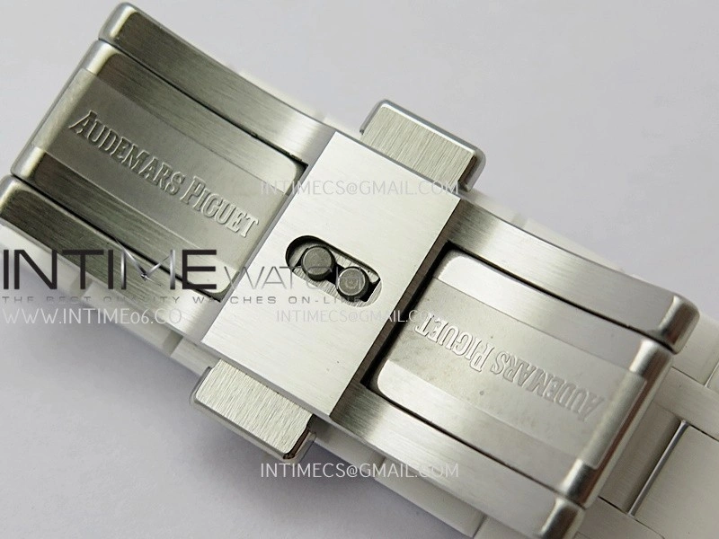 Royal Oak 15500 White Ceramic APSF 1:1 Best Edition Blue Dial On White Ceramic Bracelet SA4302 Super Clone