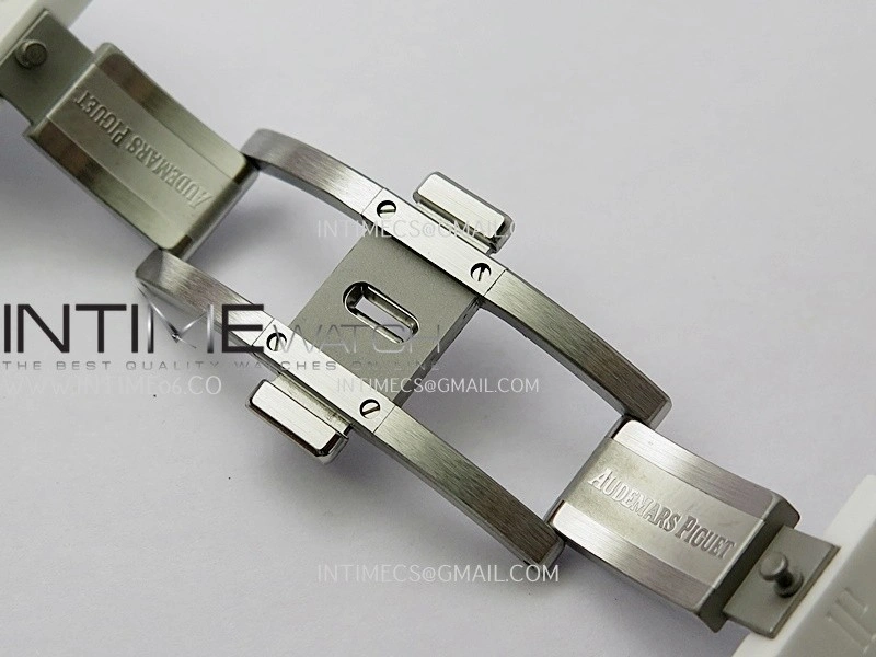 Royal Oak 15500 White Ceramic APSF 1:1 Best Edition Blue Dial On White Ceramic Bracelet SA4302 Super Clone