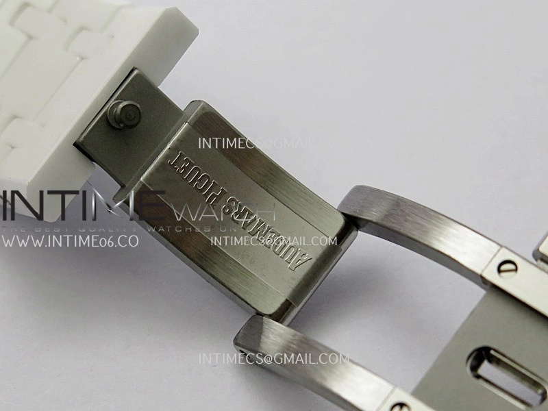 Royal Oak 15500 White Ceramic APSF 1:1 Best Edition Blue Dial On White Ceramic Bracelet SA4302 Super Clone