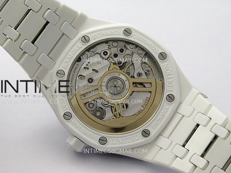 Royal Oak 15500 White Ceramic APSF 1:1 Best Edition Blue Dial On White Ceramic Bracelet SA4302 Super Clone