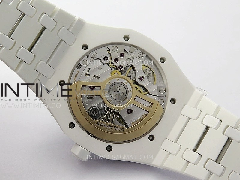 Royal Oak 15500 White Ceramic APSF 1:1 Best Edition Blue Dial On White Ceramic Bracelet SA4302 Super Clone