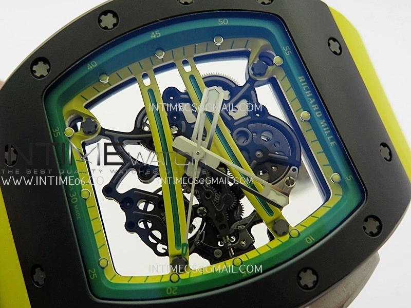 RM061 Black Ceramic APSF 1:1 Best Edition Skeleton Dial On Yellow Rubber Strap RMUL2 Super Clone