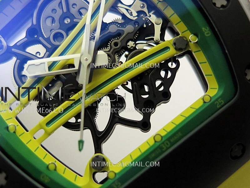 RM061 Black Ceramic APSF 1:1 Best Edition Skeleton Dial On Yellow Rubber Strap RMUL2 Super Clone
