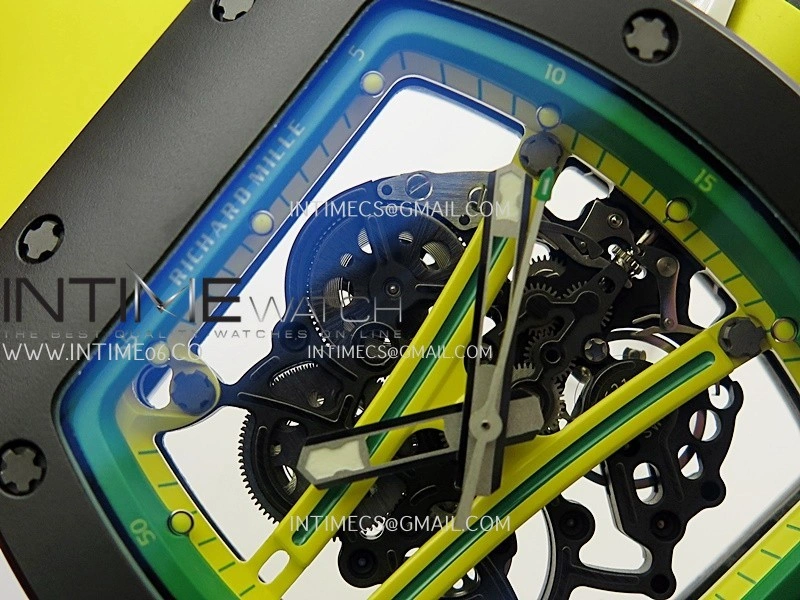 RM061 Black Ceramic APSF 1:1 Best Edition Skeleton Dial On Yellow Rubber Strap RMUL2 Super Clone