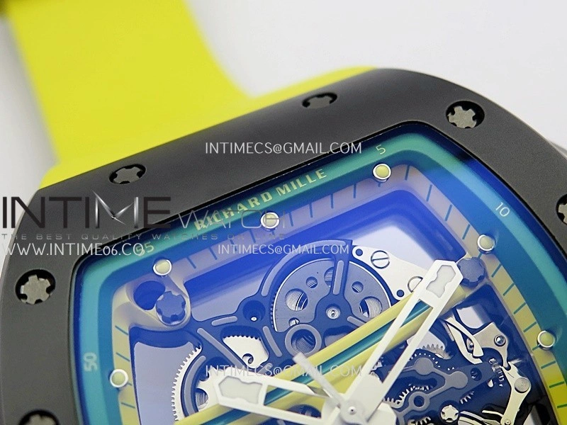 RM061 Black Ceramic APSF 1:1 Best Edition Skeleton Dial On Yellow Rubber Strap RMUL2 Super Clone