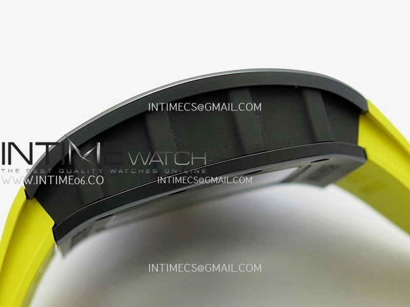 RM061 Black Ceramic APSF 1:1 Best Edition Skeleton Dial On Yellow Rubber Strap RMUL2 Super Clone