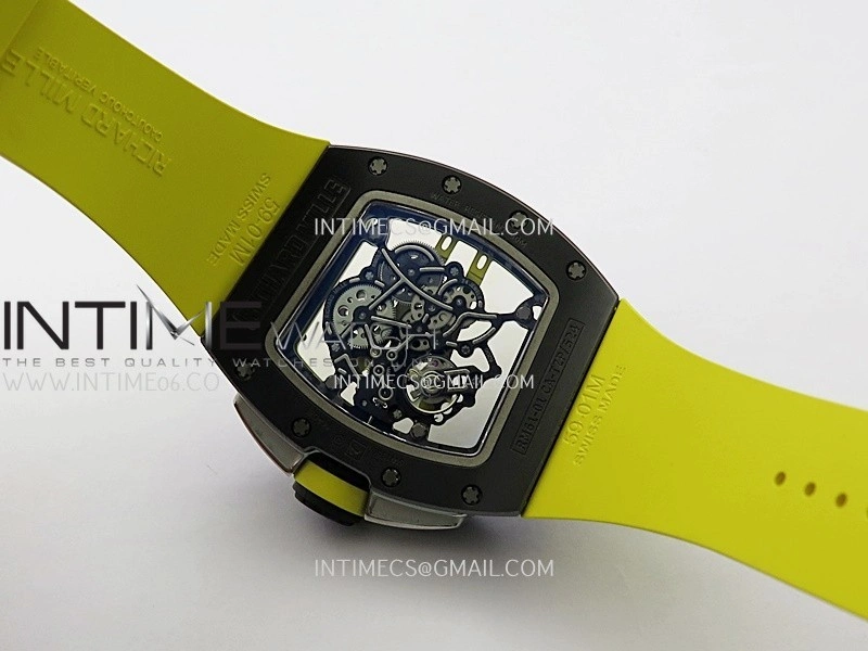 RM061 Black Ceramic APSF 1:1 Best Edition Skeleton Dial On Yellow Rubber Strap RMUL2 Super Clone