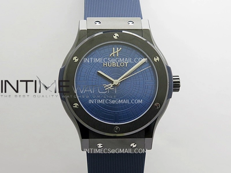 Classic Fusion 42mm Ceramic JJZF 1:1 V2 Best Edition Blue Textured Dial On Blue Rubber Strap Asian SW300
