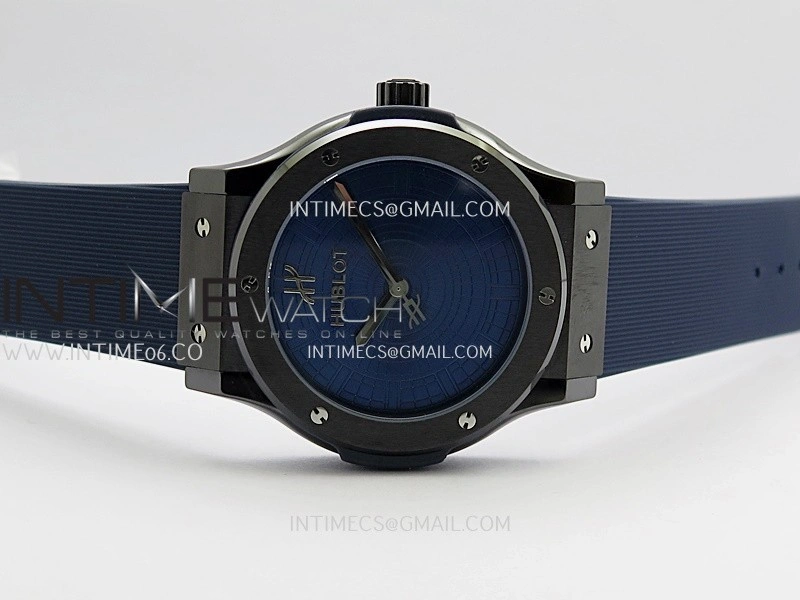 Classic Fusion 42mm Ceramic JJZF 1:1 V2 Best Edition Blue Textured Dial On Blue Rubber Strap Asian SW300