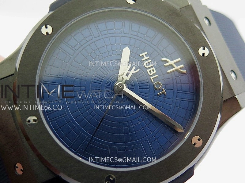 Classic Fusion 42mm Ceramic JJZF 1:1 V2 Best Edition Blue Textured Dial On Blue Rubber Strap Asian SW300