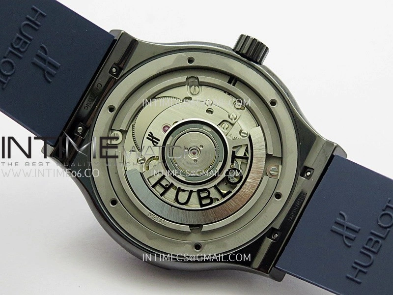 Classic Fusion 42mm Ceramic JJZF 1:1 V2 Best Edition Blue Textured Dial On Blue Rubber Strap Asian SW300