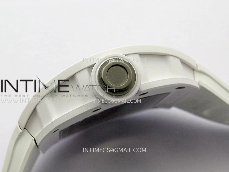 RM055 White Ceramic ZF V3 1:1 Best Edition Skeleton Dial On White Rubber Strap RMUL2 Super Clone
