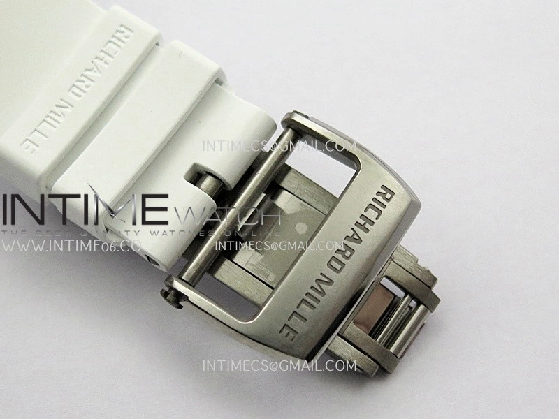 RM055 White Ceramic ZF V3 1:1 Best Edition Skeleton Dial On White Rubber Strap RMUL2 Super Clone