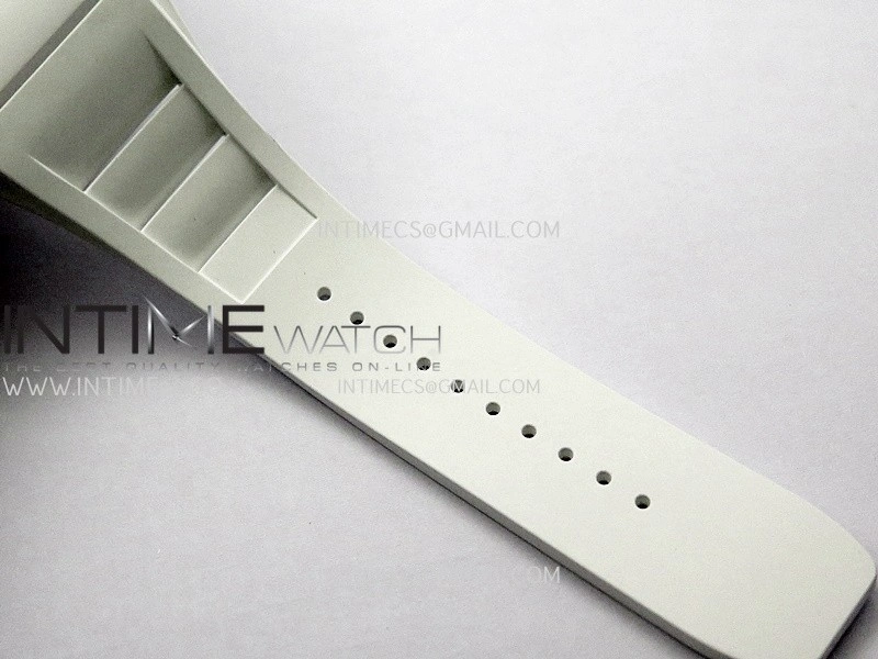 RM055 White Ceramic ZF V3 1:1 Best Edition Skeleton Dial On White Rubber Strap RMUL2 Super Clone