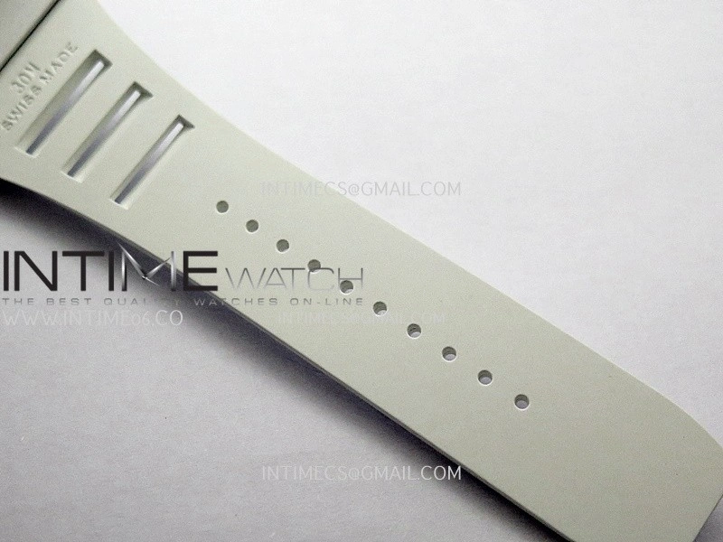 RM055 White Ceramic ZF V3 1:1 Best Edition Skeleton Dial On White Rubber Strap RMUL2 Super Clone