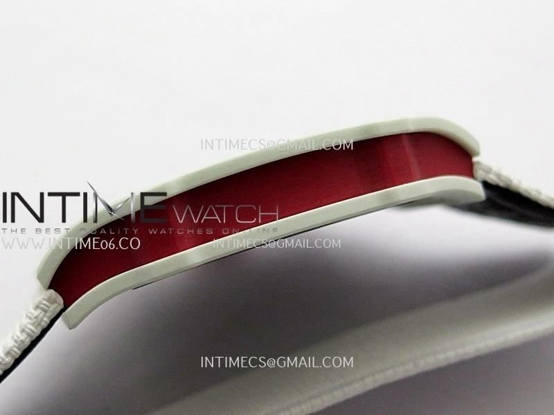 RM67-02 Real White Ceramic Red NTPT Case 1:1 Best Edition Skeleton Dial On White Nylon strap CRMA7 Clone