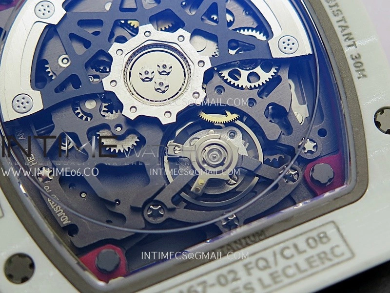 RM67-02 Real White Ceramic Red NTPT Case 1:1 Best Edition Skeleton Dial On White Nylon strap CRMA7 Clone