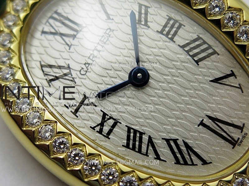 Baignoire Watch Diamond Bezel YG AF 1:1 Best Edition White Dial On Green Leather Strap RONDA Quartz