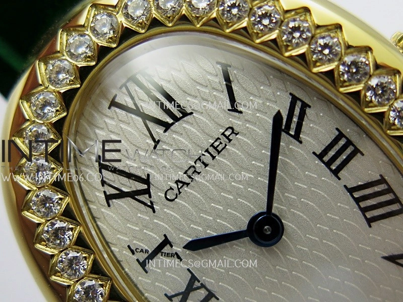 Baignoire Watch Diamond Bezel YG AF 1:1 Best Edition White Dial On Green Leather Strap RONDA Quartz