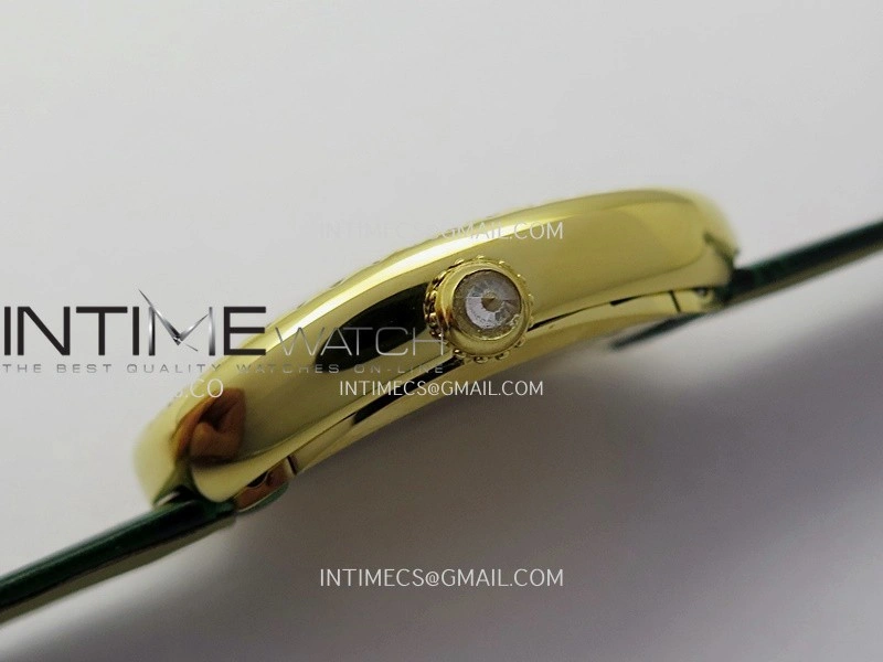 Baignoire Watch Diamond Bezel YG AF 1:1 Best Edition White Dial On Green Leather Strap RONDA Quartz